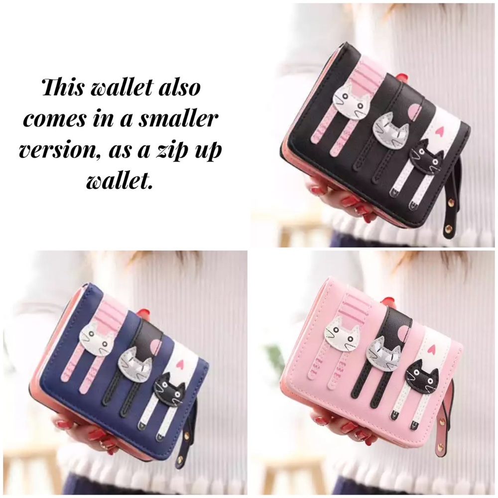 Pink Vegan Leather Cat Clutch Wallet Checkbook - Picture 14 of 15